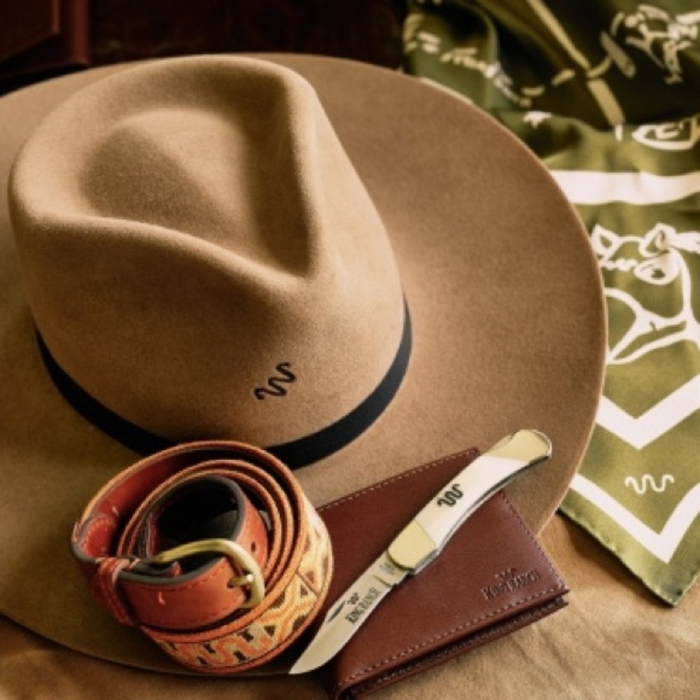 Tan and Black Wide Brim Cowboy Hat, King Ranch special edition